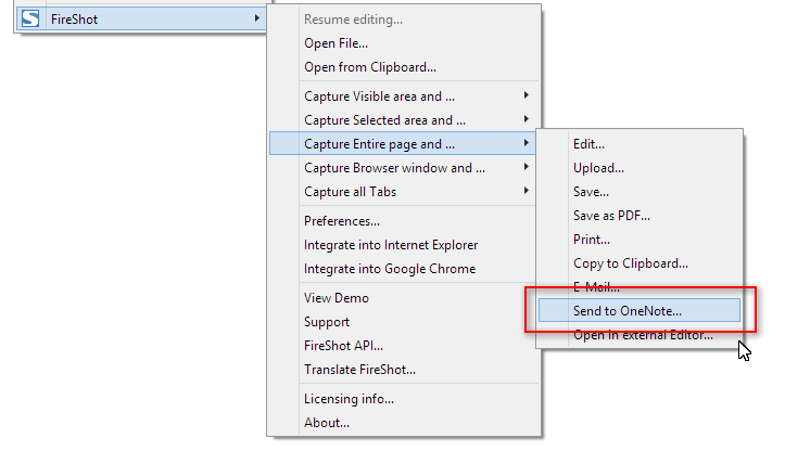 FireShot Pro OneNote support