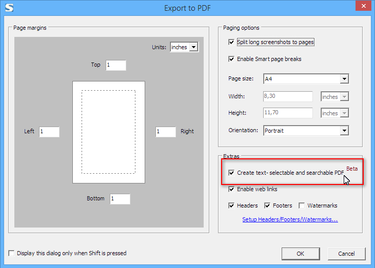 Create text-searchable PDFs with FireShot Pro.